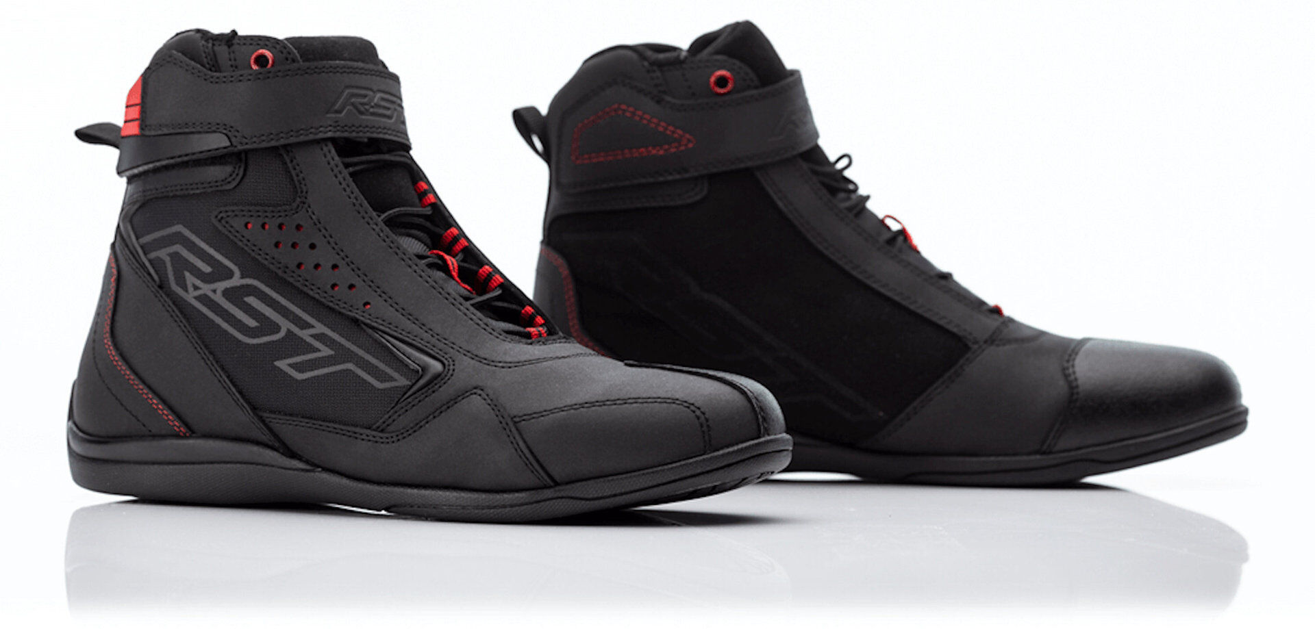 RST Frontier Zapatos de motocicleta para mujer - Negro Rojo (40)
