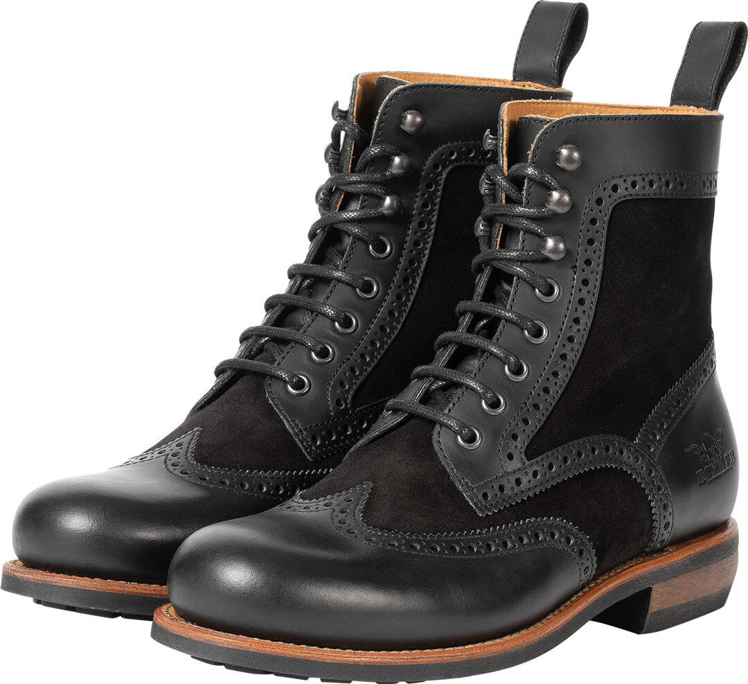 Rokker Frisco Brogue Botas de motocicleta para mujer - Negro (36)