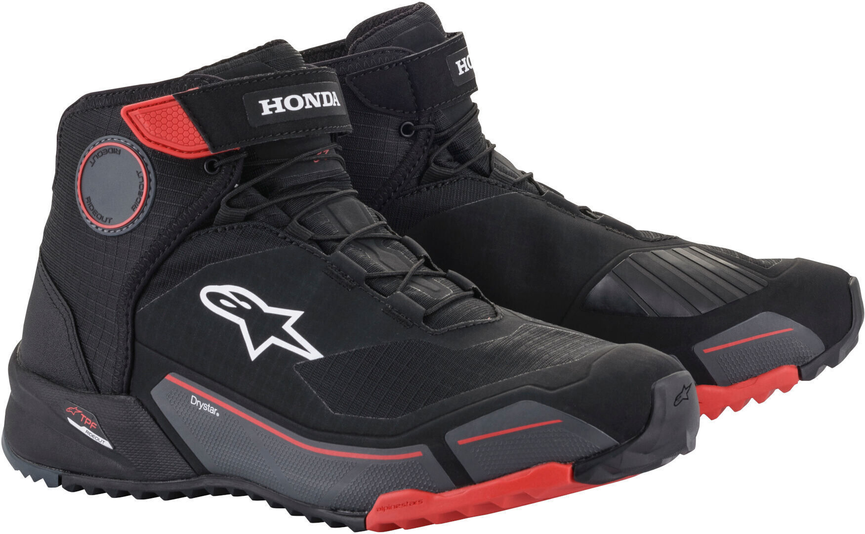 Alpinestars Honda CR-X Drystar Zapatos de motocicleta - Negro Gris Rojo (38 39)