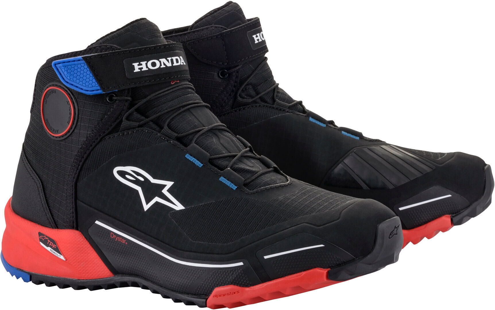 Alpinestars Honda CR-X Drystar Zapatos de motocicleta - Negro Rojo Azul (48)