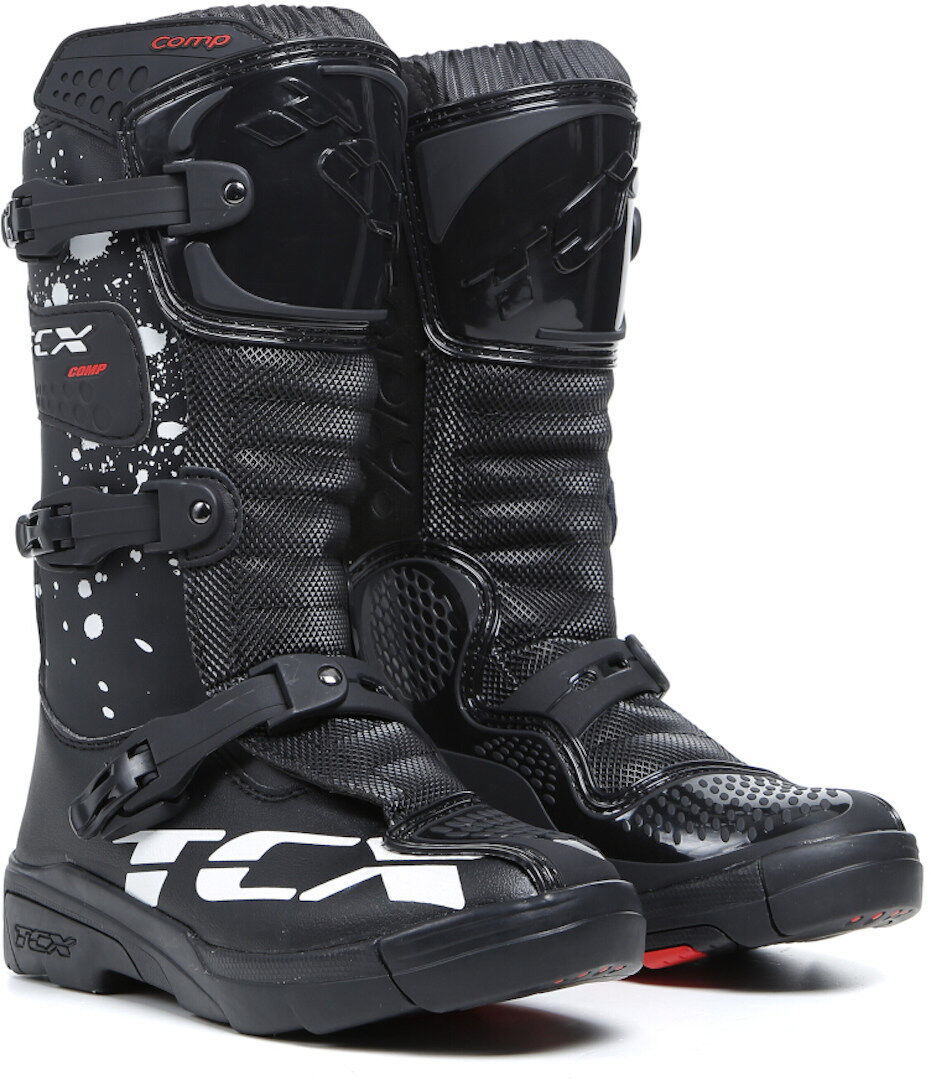 TCX Comp Botas de Motocross para niños - Negro Blanco (38)