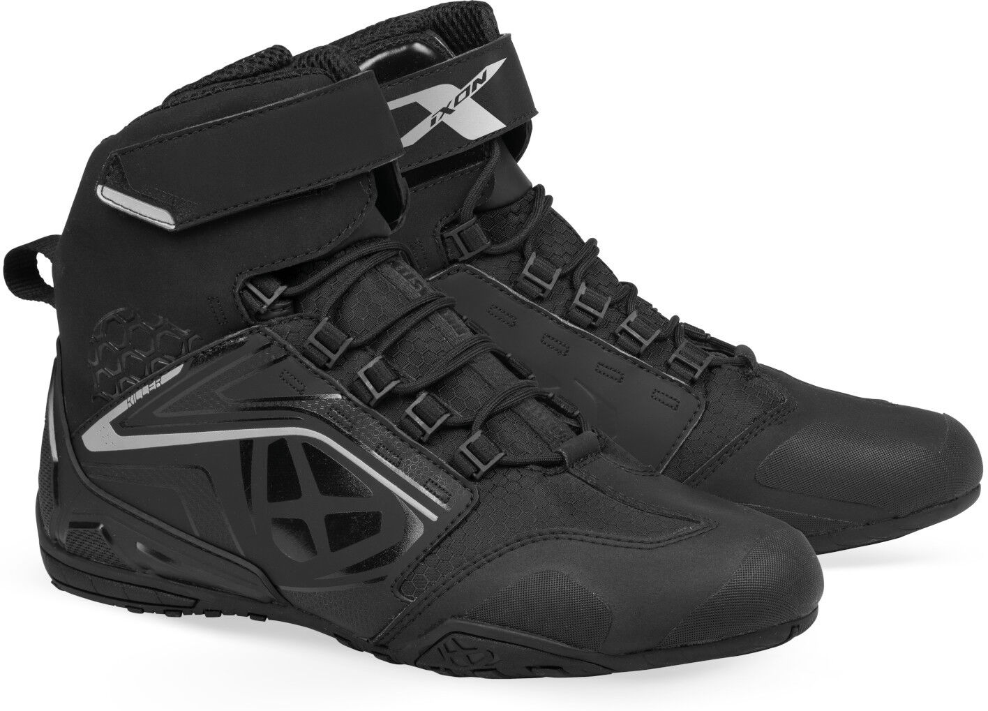 Ixon Killer WP Zapatos de moto para mujer - Negro Plata (37)