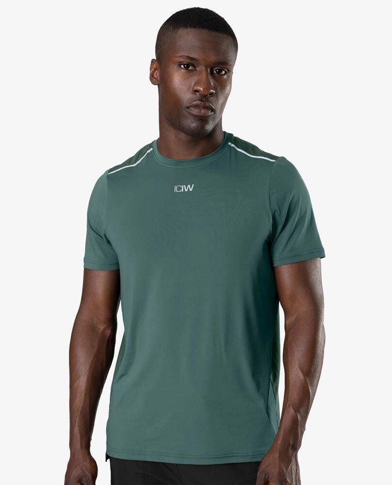 Icaniwill Mens Lightweight Training T-shirt, Dk Green, S