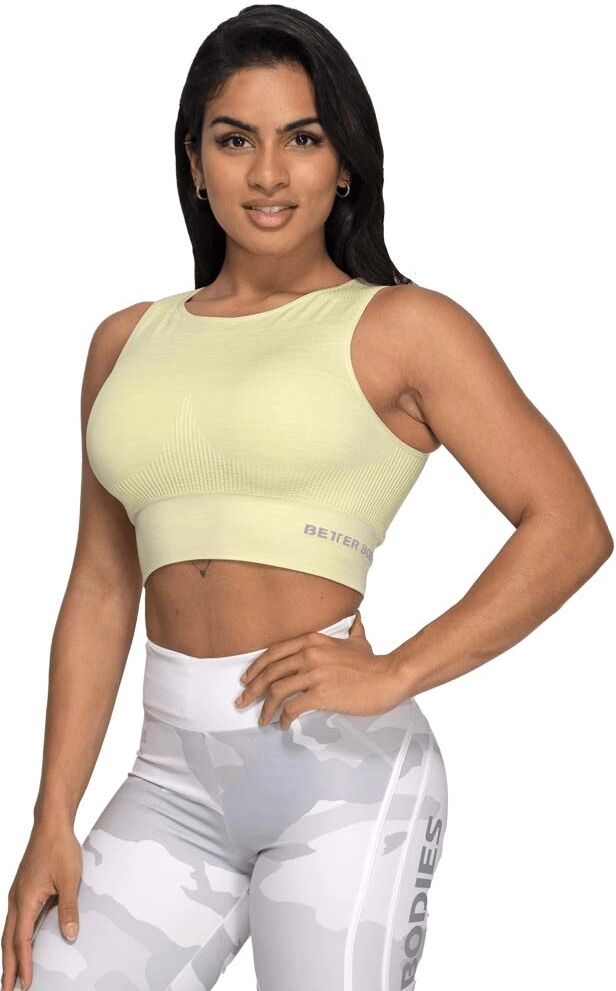 Better Bodies Rib Seamless Top, Mellow Green Melange