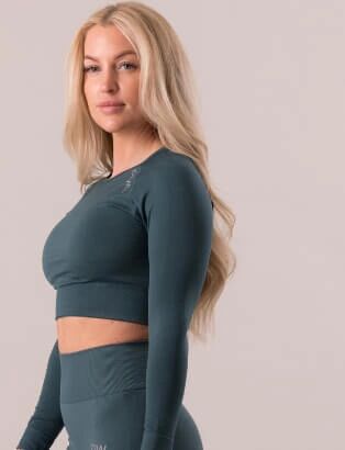 Icaniwill Define Seamless L/s Crop Top Jungle Green