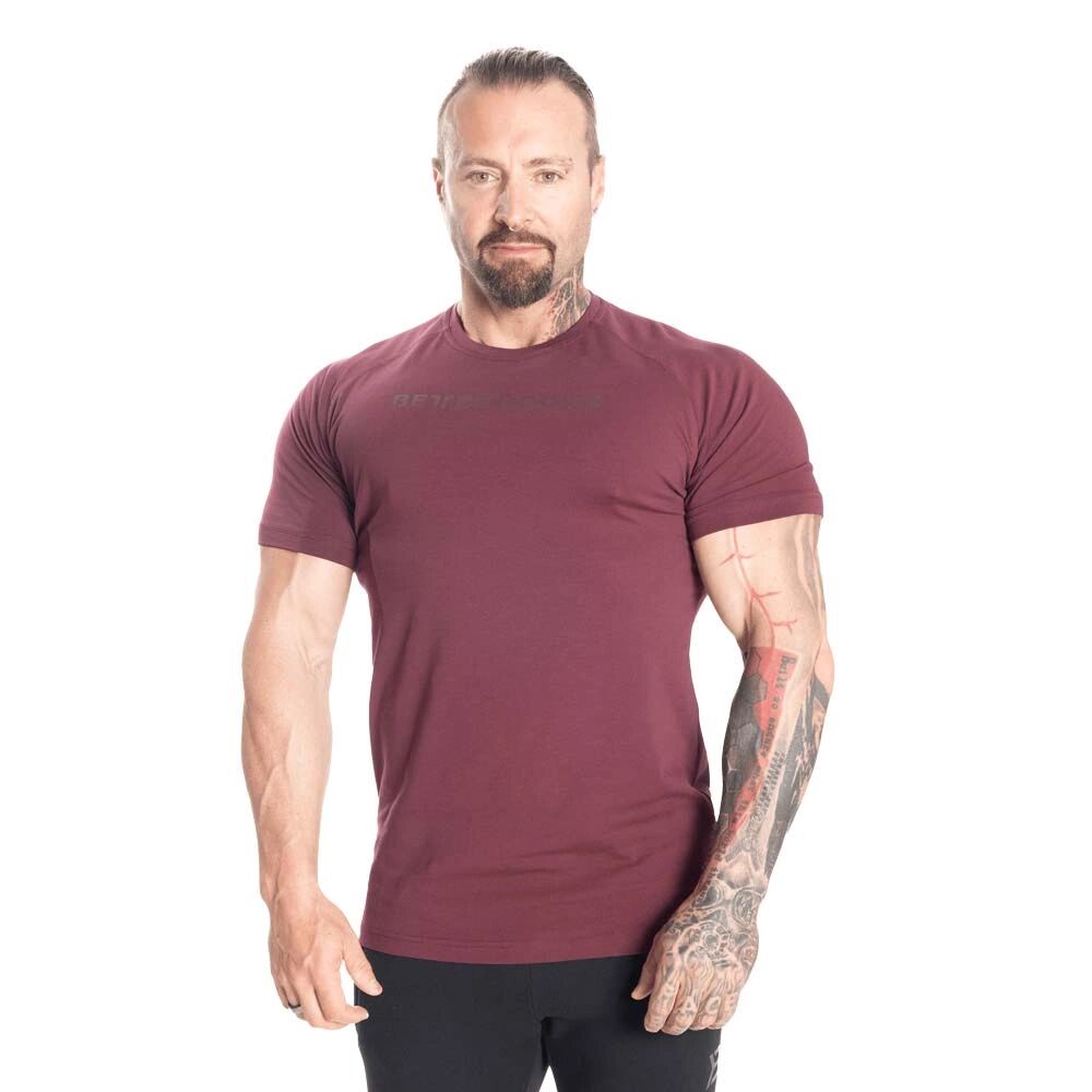 Better Bodies Gym Tapered Tee, Maroon, M