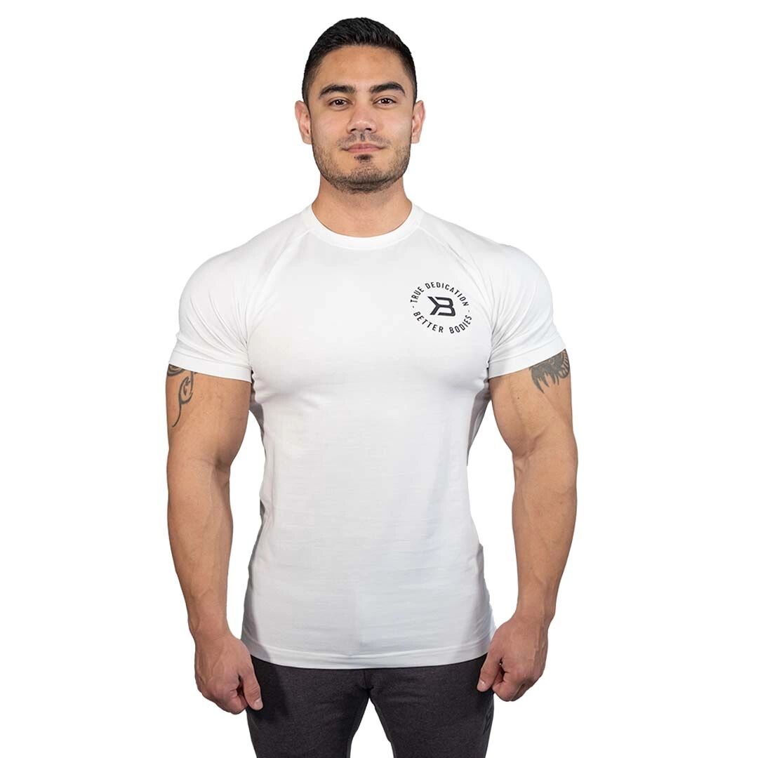 Better Bodies Gym Tapered Tee, White, M