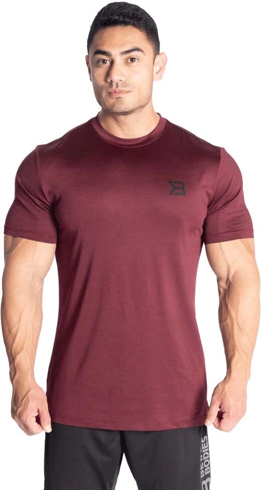 Better Bodies Essex Stripe Tee, Maroon Melange, S