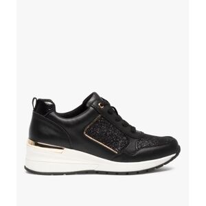 Baskets femme compensees a details pailletes style casual - 36 - noir - VALENTINA BALDA noir