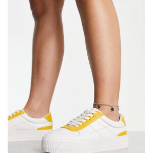 ASOS DESIGN - Pointure large - Duet - Baskets plateforme Ã  lacets - Blanc/jaune-Multicolore Multicolore 36 female