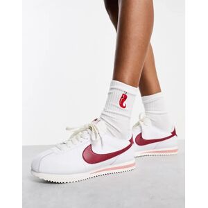 Nike - Cortez - Baskets en cuir - Blanc et rouge Blanc 40 female - Publicité