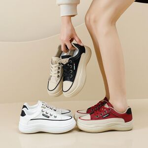 cpcoepax Baskets à plateforme pour femmes, antidérapantes, confortables, en cuir PU, chaussures de course, de marche, respirantes, épaisses à lacets, chaussures de sport de tennis pour femmes - Publicité