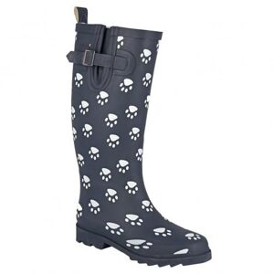 Womens/Ladies Paw Print Rubber Wellington Boots