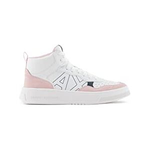 Armani Exchange Femme Coupe Confortable, Daim de Vache, Logo Cousu sur Le côté Basket, Rose Blanche, 41 EU - Publicité