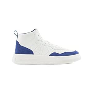 Armani Exchange Femme Coupe Confortable, Daim de Vache, Logo Cousu sur Le côté Basket, Blanc/Bleu, 41 EU - Publicité