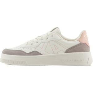 Armani Exchange Femme Seattle, détails en Daim, Logo brodé Basket, Blanc cassé, Taupe, Rose, 41 EU - Publicité