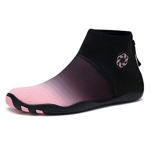 PADGENE Chaussures d'eau pour Homme et Femme, à Séchage Rapide Fermeture éclair Chaussures Aquatiques Unisexe pour la Natation, Yoga, Plage, Course, Gymnase, Surf, Plongée, B060-Rose, 37 EU - Publicité