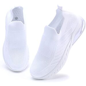 irisaa Slip On Baskets respirantes Chaussures de fitness Chaussures de marche Chaussures légères de course sur route, Blanc Newlook, 36 EU - Publicité