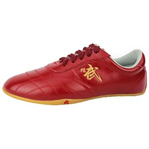 VEACAM Chaussures d'arts Martiaux pour Femmes, en Cuir Karaté Kung Fu Taichi Formateur Léger Femelle Wing Chun Gym Sneakers,Rouge,38 - Publicité