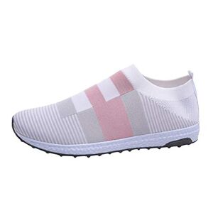 ORANDESIGNE Chaussures de Sport Femme Basket Mode Multisports Compétition Trail Entraînement Course Running Sneakers Fitness Gym Respirants Blanc 36 - Publicité