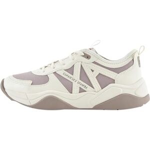 Armani Exchange Femme Cher, Logo latéral, Contrastes de Couleur Basket, Off White Beige, 41 EU - Publicité