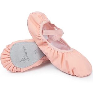 Soudittur Chaussure de Danse Toile Classique Ballerine Chaussures Pilates Yoga Gymnastique Chaussons pour Filles Femmes (Rose, Numeric_34) - Publicité