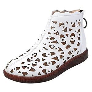 Xmiral Chaussures décontractées en Dentelle Creuse en Cuir de Couleur Unie pour Femmes Chaussures pour Femmes Baskets Montantes (White, 42) - Publicité