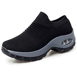 XPERSISTENCE Chaussures de Running Basket Respirantes Multisport Outdoor Mode Confort Talon Noir&Gris Taille 40 - Publicité