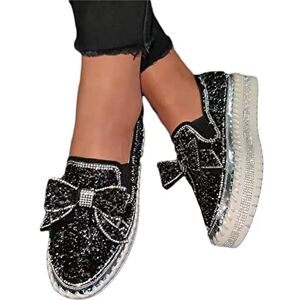 ticticlily Baskets Femmes Paillettes Confortable Légères Baskets De Courses Basses Athletique Marche Chaussures Jogging Chaussures D Noir 37 EU - Publicité