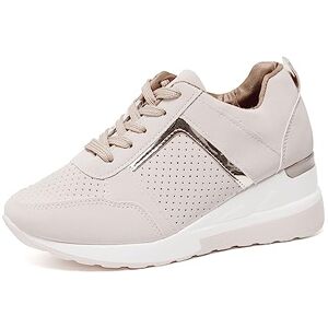 ticticlily Femmes Baskets Chaussure de Course Running Fitness Gym Sport Air Athlétique Respirantes Marche Sneakers Outdoor A Beige 38 EU - Publicité