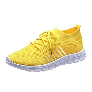 Routefuture Basket Femme Chaussures de Running pour Course Sports Fitness Legere Respirant Mesh Gym Outdoor Trail Walking Jogging Tennis Baskets Athlétique Sneakers,Jaune,EU 37 - Publicité