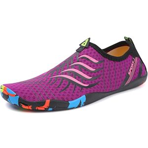 PADGENE Chaussures d'eau pour Homme et Femme, à Séchage Rapide Chaussures Aquatiques Unisexe pour la Natation, Yoga, Plage, Course, Gymnase, Surf, Plongée, B059-Violet, 40 EU - Publicité