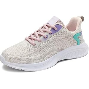 PADGENE Chaussures de Course à Coussin, Tricot Femme Chaussures de Course de Voyage Décontracté, Baskets Course Gym Fitness, Chaussures de Sport de Mode en Plein, C Gris, 37 EU - Publicité