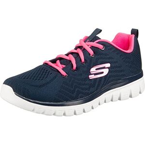 Skechers Femme Graceful-Get Connected Baskets, Marine Mesh Hot Rose Trim, 39 EU - Publicité