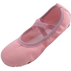 ZDQ Chausson de Danse Femme Ballerine de Danse Fille Doux Toile Classique Pilates Yoga Gymnastique Chaussures Enfants Rose 33 - Publicité