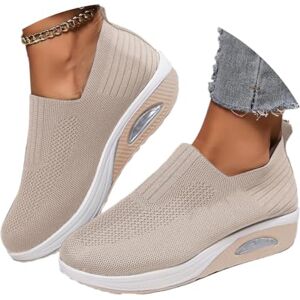 shownicer Basket Femme D'été Baskets À Enfiler en Mesh Sneaker Chaussures Orthopédiques Légères Chaussures De Course Marche À Plateforme Souple Casual Sneakers B Beige 39 - Publicité