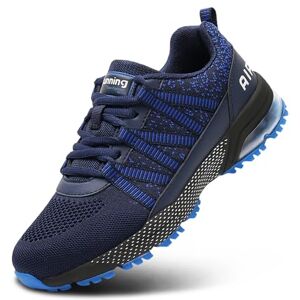 Sumateng Chaussures de Course Homme Femme Chaussures de Sport Baskets Respirantes et Antichocs Outdoor Tennis Running Fitness Jogging Sneakers Noir Gris Rouge Bleu Vert Dark Blue 40EU - Publicité