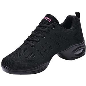 CERYTHRINA Femme Chaussures de Danse Respirante Chaussures de Jazz Athletic à Lacets Maille Chaussure de Marche Baskets Fitness Gym Sneakers Noir 36 - Publicité