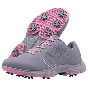 NFSQYDT Chaussures De Golf pour Femmes, Dames Golf Sports Sneakers Sneakers Professionnel Spike Spikes Chaussion À Pied pour Femme,Gris,40 EU - Publicité