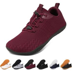 Geweo Chaussures Minimalistes Homme Femme Confort Barefoot Shoes Chaussures de Sport Pieds Larges Légère Chaussures de Trail Running Multisports Chaussures Marche Fitness Unisex Rouge Bordeaux 40EU - Publicité