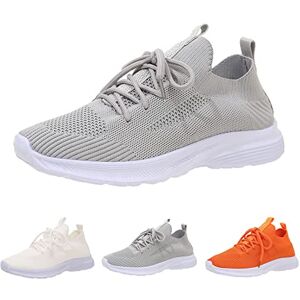 QzSSbii Baskets de tennis tendance pour femme Chaussures de course à pied en maille Chaussures polyvalentes à lacets Couleur unie Chaussures de sport confortables et respirantes, Orange, 39 EU - Publicité