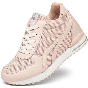 AONEGOLD Baskets Compensées Femmes Chaussure de Sport Gym Fitness Sneakers Basses Compensées 7 cm Jogging Voyage Respirantes(Rose,40 EU) - Publicité