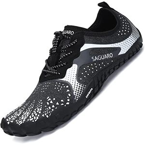 SAGUARO Chaussure Minimaliste Femme Chaussures de Trail Running Homme Antidérapant Chaussures Randonnée Gym Fitness Barefoot Shoes Antidérapant Chaussures d'eau Noir Foncé, GR.36 EU - Publicité