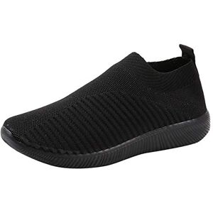 Susenstone Chaussures Femme Ete Confortable Pas Cher Soldes Baskets Basses Plate Running Jogging Sport Respirant Mesh Chaussette Fille Tennis Sneakers Noir - Publicité