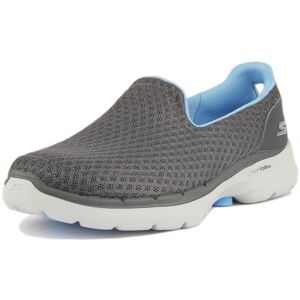 Skechers Go Walk 6 Big Splash Sneaker Femme Grey Textile/blue Trim 39 EU - Publicité