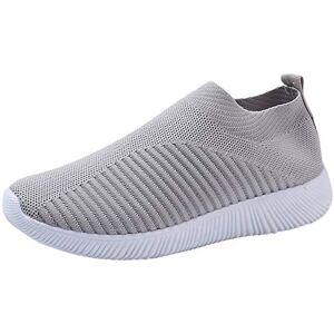 Susenstone Chaussures Femme Ete Confortable Pas Cher Soldes Baskets Basses Plate Running Jogging Sport Respirant Mesh Chaussette Fille Tennis Sneakers Gris - Publicité