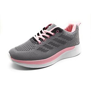 P&L Chaussures de sport pour femme respirantes légères en maille pour course à pied marche travail, 8 gris rose, 39 EU - Publicité