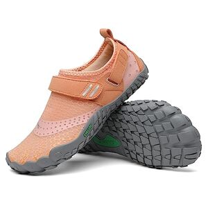 SAGUARO Chaussures de Trail Running Homme Femme Chaussure Minimaliste Antidérapant Chaussures Randonnée Gym Fitness Barefoot Shoes Respirant Chaussures Aquatiques Orange Clair, GR.36 EU - Publicité