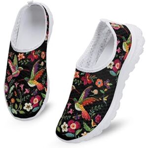 Kuiaobaty Baskets décontractées en maille pour femme Chaussures de course confortables et respirantes Chaussures de marche et de tennis à enfiler, Oiseaux et fleurs., 42.5 EU - Publicité