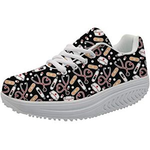 Showudesigns infirmière Mode Compensées Basket Femme Minceur Chaussure de Sport Sneakers Tennis Running Fitness Gym Athlétique Respirante Outdoor Taille 38 - Publicité